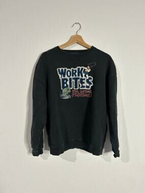 Vtg 90s Big Dog Crewneck Sweatshirt Work Bites I’m Going Fishing  Size Small